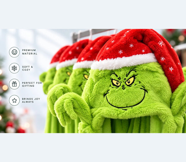 Grinchy hat worn at a Christmas party